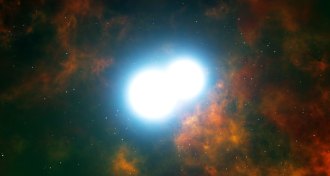illustration of two white dwarfs nearing collision
