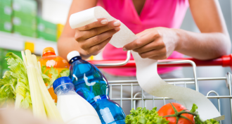 A receipt and plastic bottles