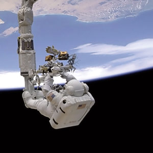 Hubble telescope in cargo bay of Endeavour