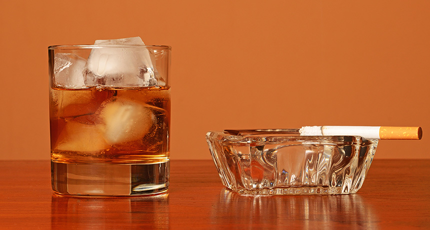 Liquor and a cigarette