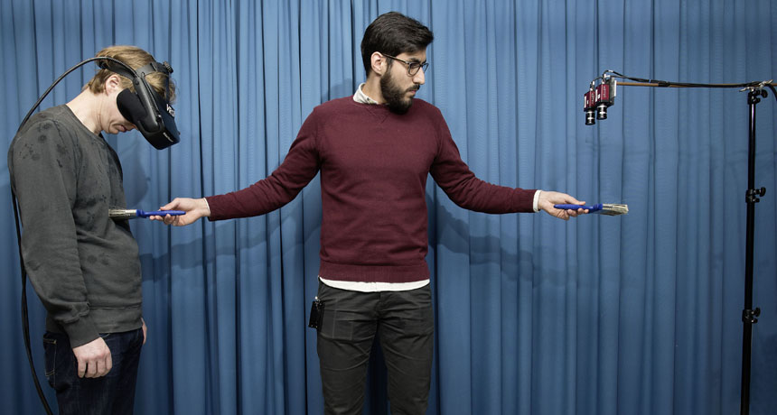 Invisibility experiment with paintbrush