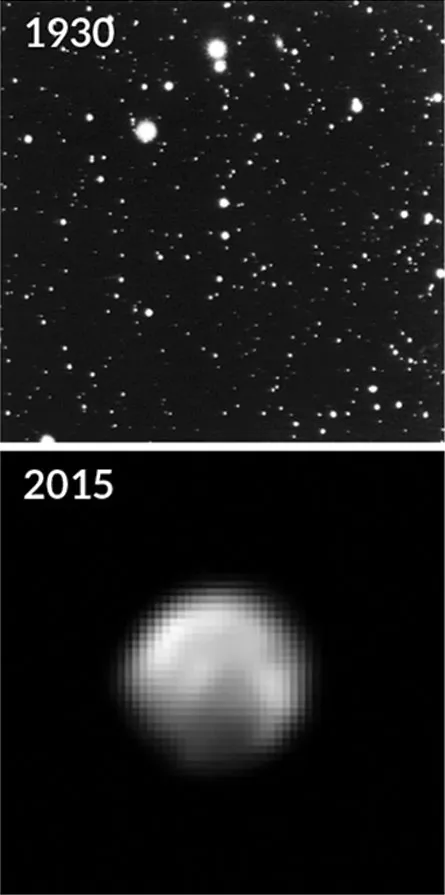 Pluto in 1930 and 2015