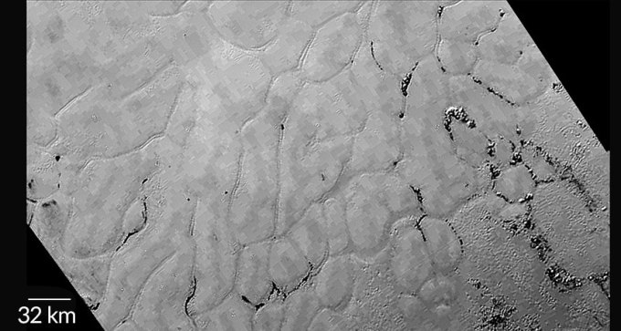 close-up of Pluto's surface