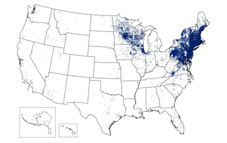 us map of Lyme disease cases