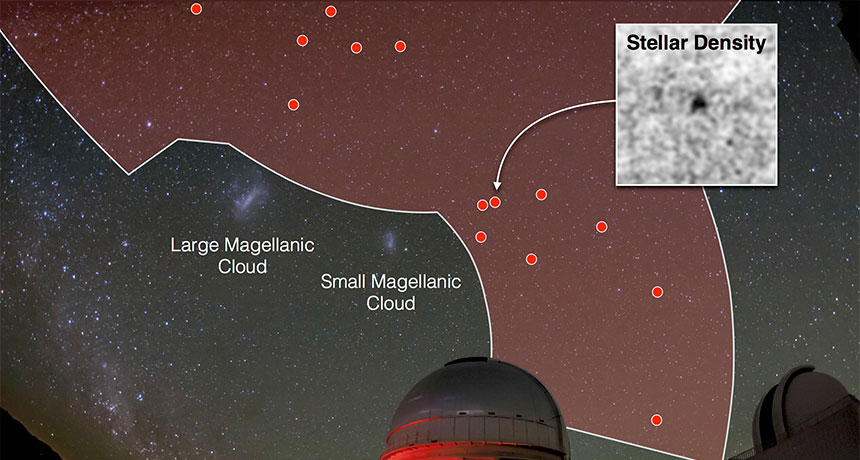 photo illustration of satellite galaxies