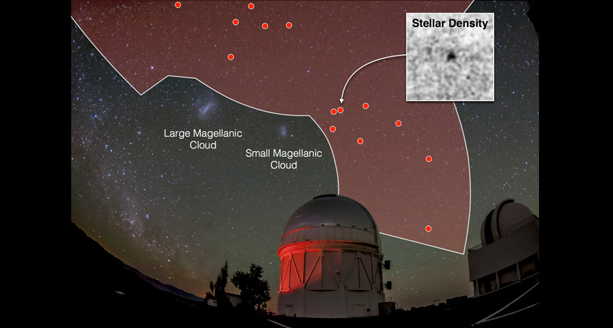 photo illustration of satellite galaxies
