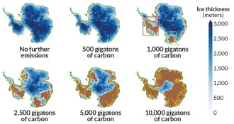 Antarctic ice under emissions scenarios
