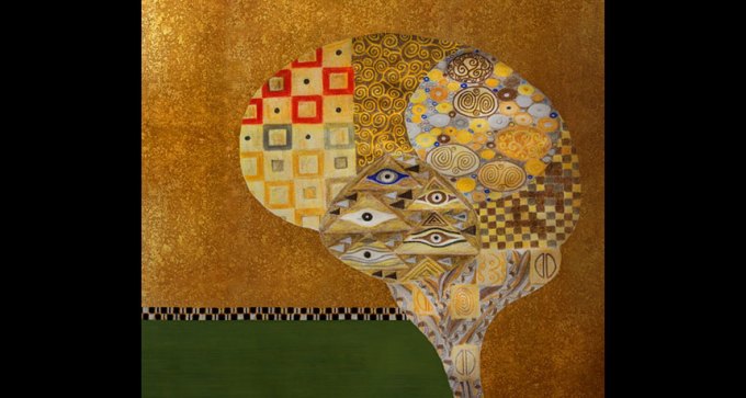 Brain mosaic artwork