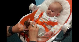 baby getting tiny shocks on feet