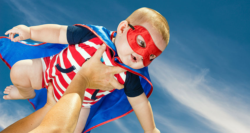 baby in a superhero costume