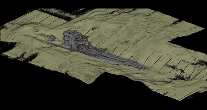 3D scan with World War II U-boat