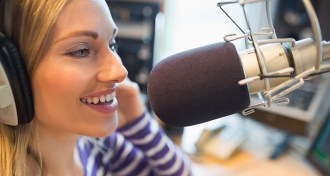 woman in a recording studio