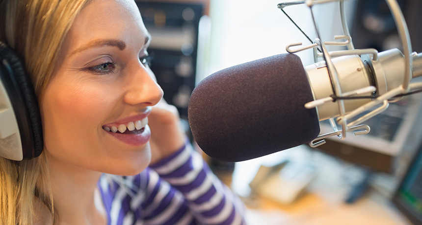 woman in a recording studio