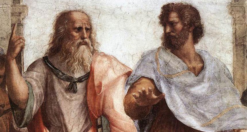 scene from Raphael's 'The School of Athens'