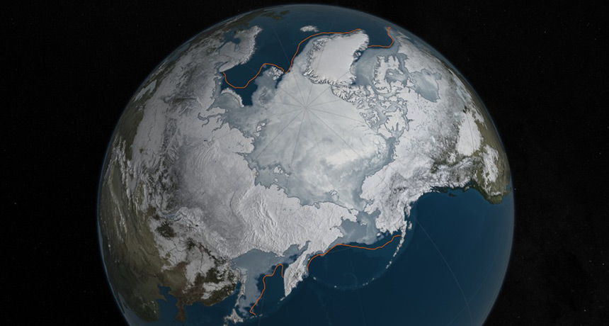 visualization of sea ice maximum for 2016