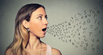 girl with floating letters