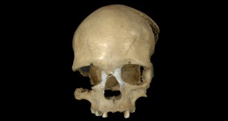 female skull from Pestera Muierii cave