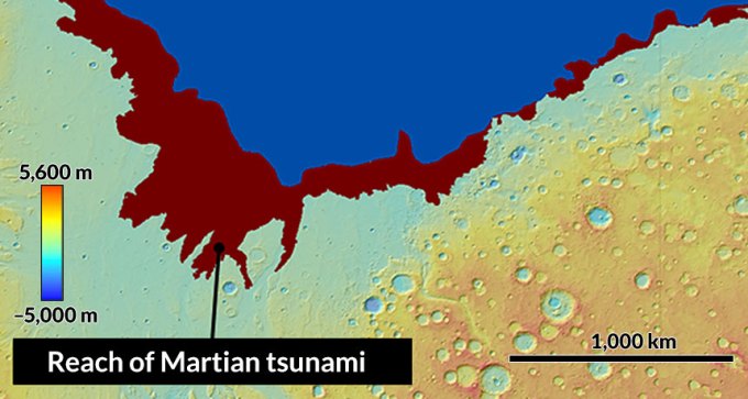 Martian coastline map