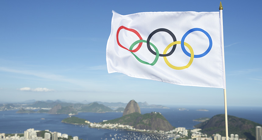 Olympic flag over Rio