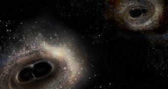 two black holes merging
