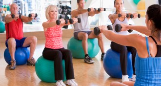 people of various ages in a strength training class