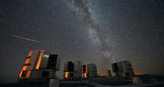 Perseid meteor over VLT in Chile