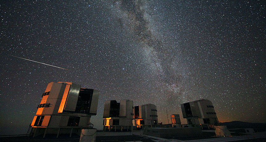 Perseid meteor over VLT in Chile