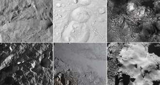 collage of images of planets, moons, comet