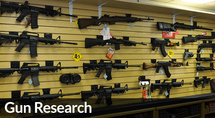 Gun Research: photo of wall of guns