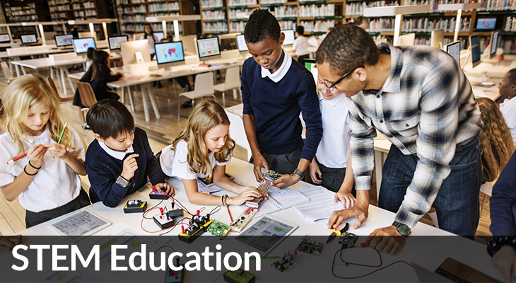 STEM education: photo of class doing physics experiment