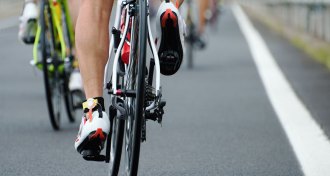 muscular legs of a bicyclist