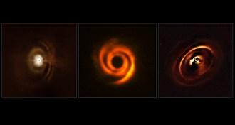 three images of protoplanetary disks around stars