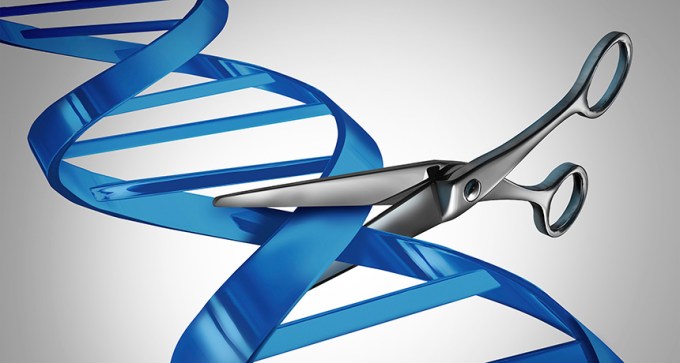 illustration of scissors cutting DNA