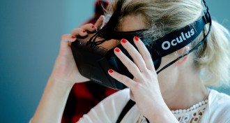 woman wearing virtual reality headset