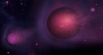 illustration of Jupiter-sized gas blobs