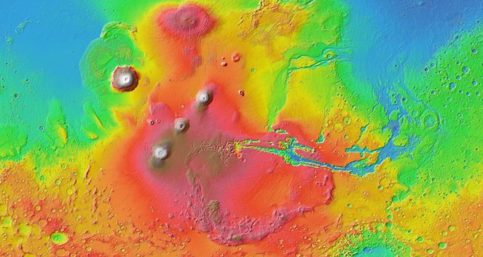 Mars’ volcano-filled Tharsis region