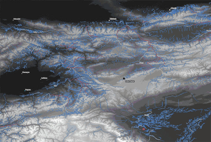Simulated ancient herders' seasonal descent routes