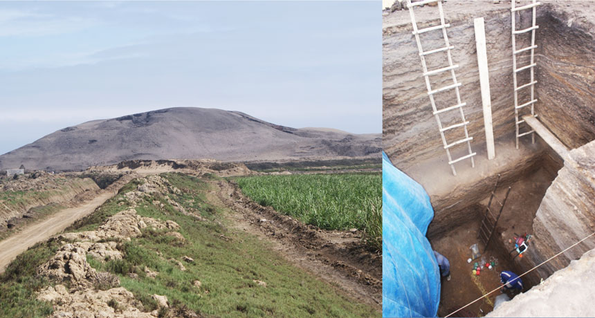 mound and excavation