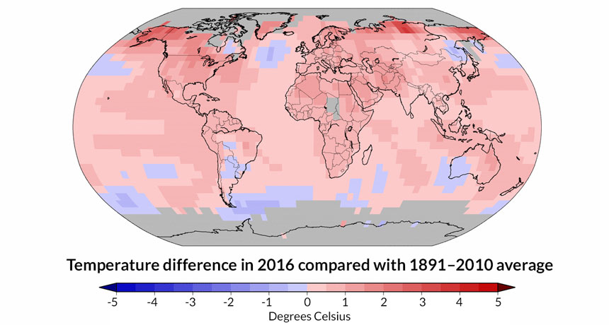 2016 temperature difference map