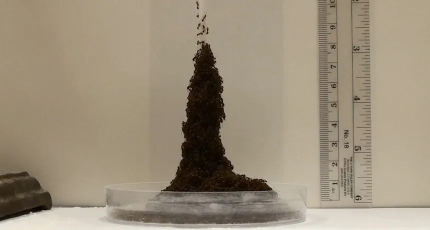 fire ants forming a tower in the lab