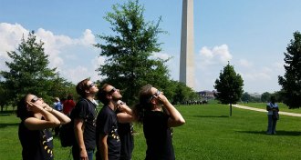 SN staff watching eclipse