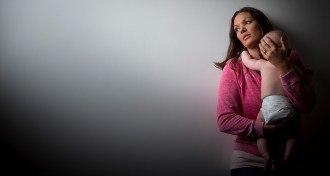 discouraged mother with baby