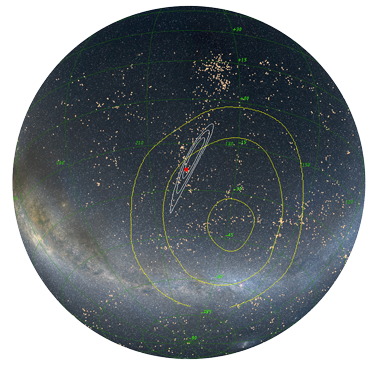 illustration of location of neutron star collision