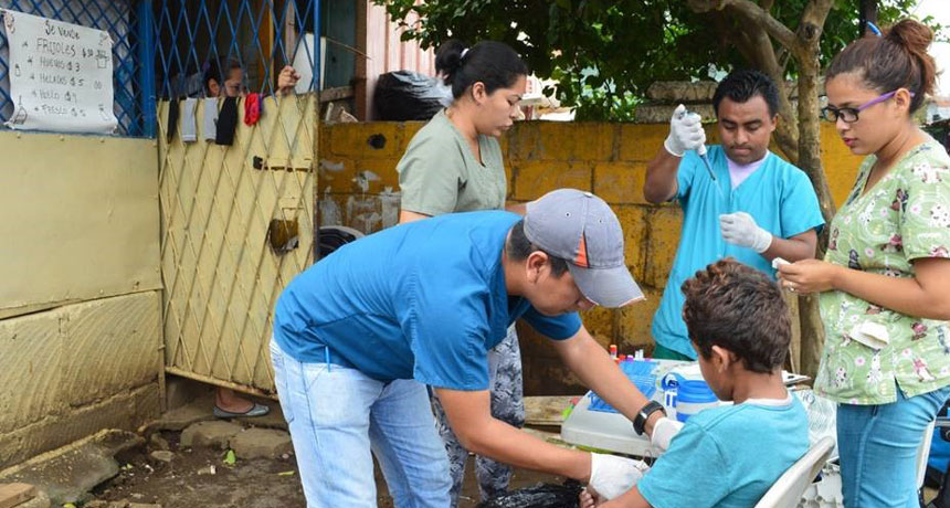 Boy in Nicaragua giving blood