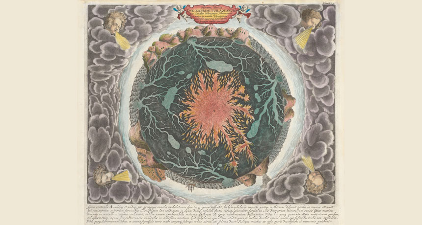 Kircher's map of Earth's core