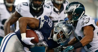 football players colliding