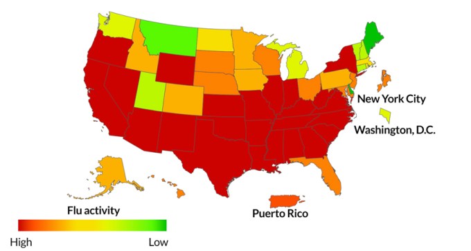 map of flu activity