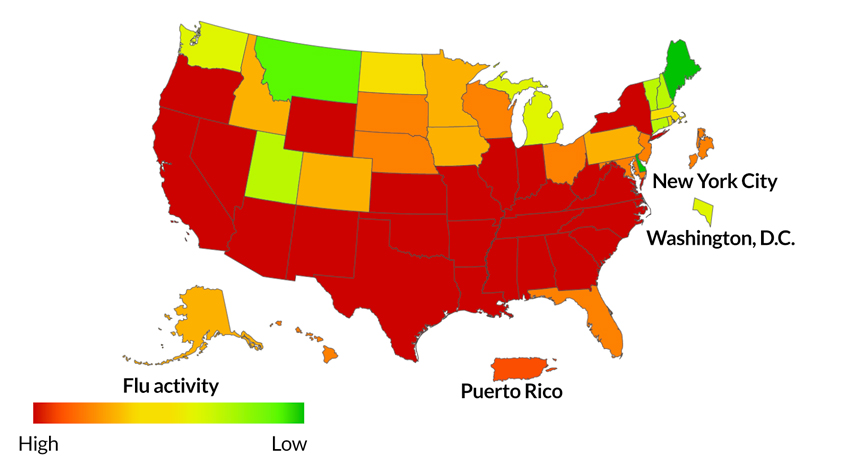 map of flu activity