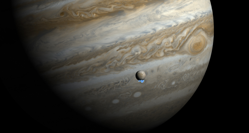 illustration of Jupiter and Europa