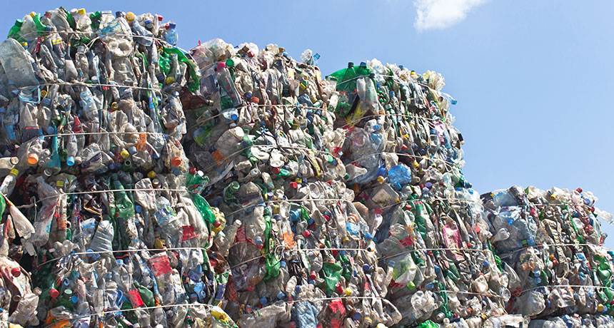 plastic stacked up in landfill